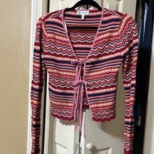 Jessica Simpson Pink and Red Patterned Cardigan